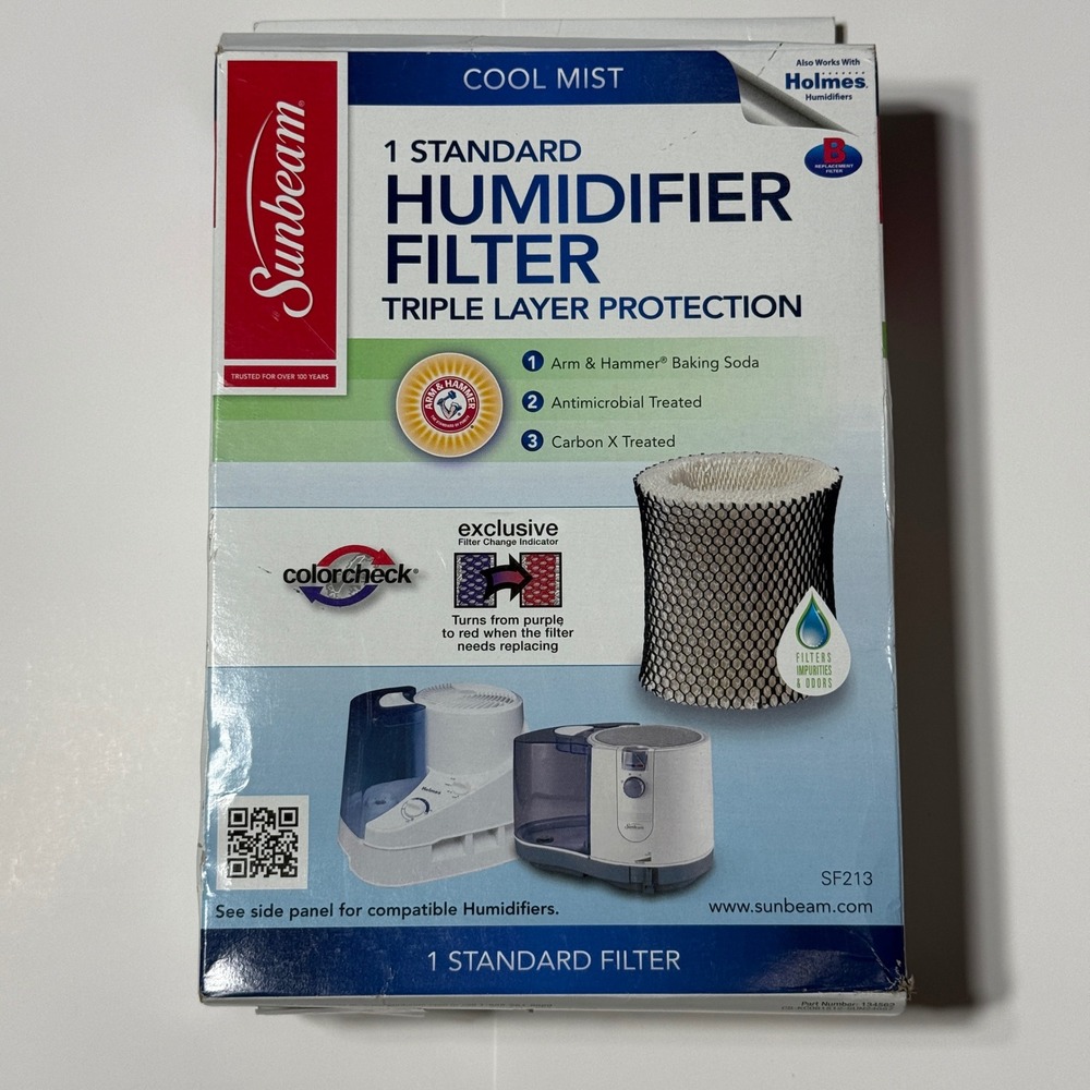 Sunbeam Cool Mist Humidifier Filter SF213 Triple Layer Protection Arm & Hammer